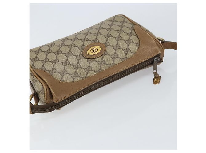Gucci Borsa a Spalla GG Supreme in PVC Pelle Beige Oro Auth 156786 D'oro - vista 6