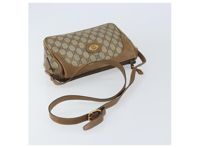 Gucci Borsa a Spalla GG Supreme in PVC Pelle Beige Oro Auth 156786 D'oro - vista 7
