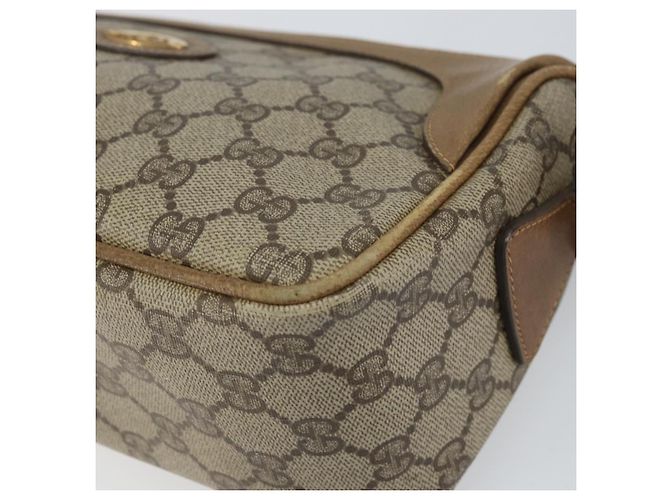 Gucci Borsa a Spalla GG Supreme in PVC Pelle Beige Oro Auth 156786 D'oro - vista 9