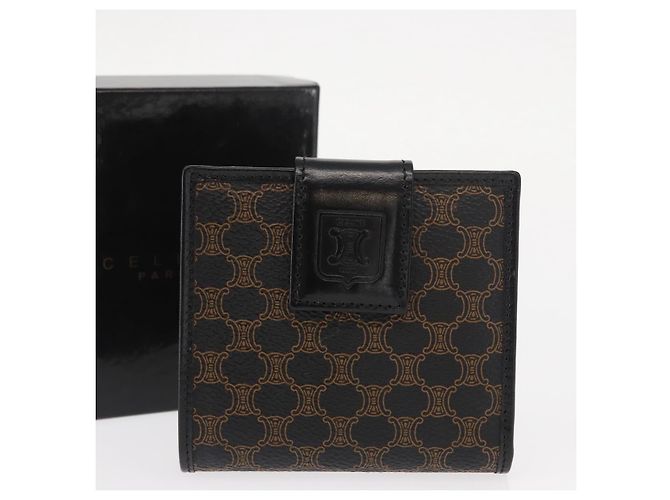 Céline Portafoglio in tela Macadam CELINE in pelle PVC nera Auth 148550V Nero - vista 12