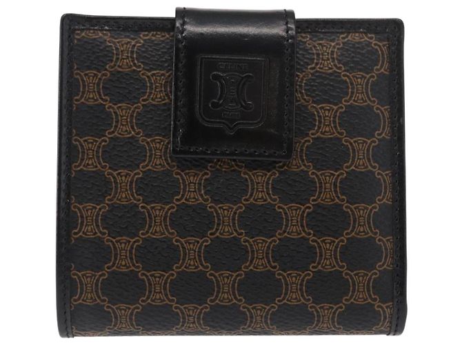 Céline Portafoglio in tela Macadam CELINE in pelle PVC nera Auth 148550V Nero - vista 13