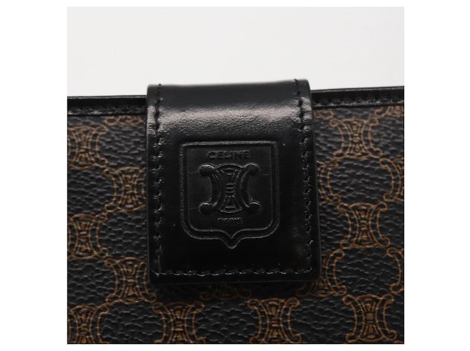 Céline Portafoglio in tela Macadam CELINE in pelle PVC nera Auth 148550V Nero - vista 17