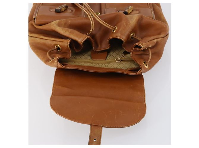 Zaino in pelle Gucci Bamboo marrone oro 003 1998 0016 Auth 153308 D'oro - vista 10