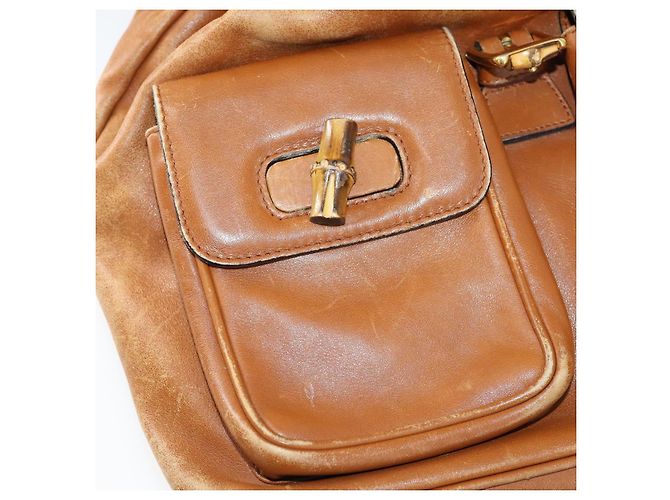 Zaino in pelle Gucci Bamboo marrone oro 003 1998 0016 Auth 153308 D'oro - vista 26