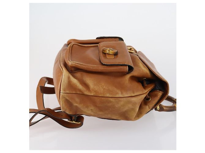 Zaino in pelle Gucci Bamboo marrone oro 003 1998 0016 Auth 153308 D'oro - vista 3