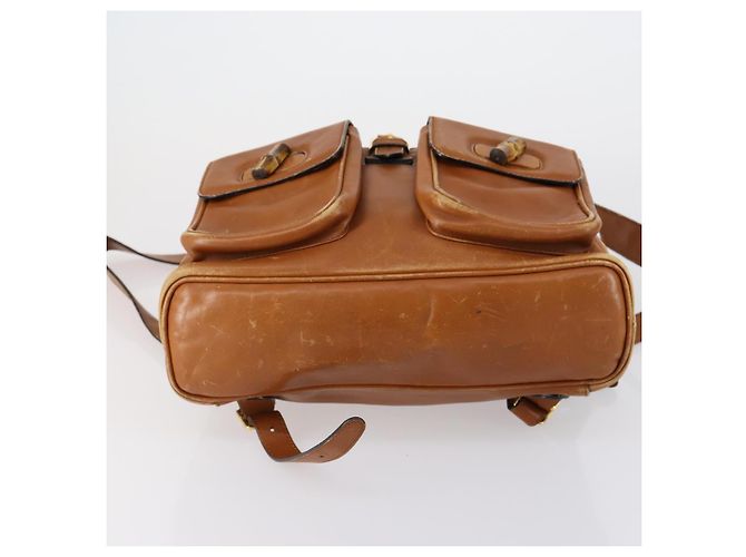 Zaino in pelle Gucci Bamboo marrone oro 003 1998 0016 Auth 153308 D'oro - vista 5
