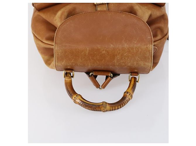 Zaino in pelle Gucci Bamboo marrone oro 003 1998 0016 Auth 153308 D'oro - vista 6
