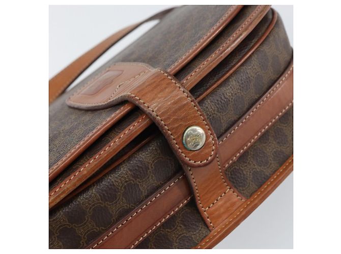 Céline Bolsa de Ombro em Lona Macadam CELINE em Couro PVC Marrom Dourado Auth ki6244 - vista 10