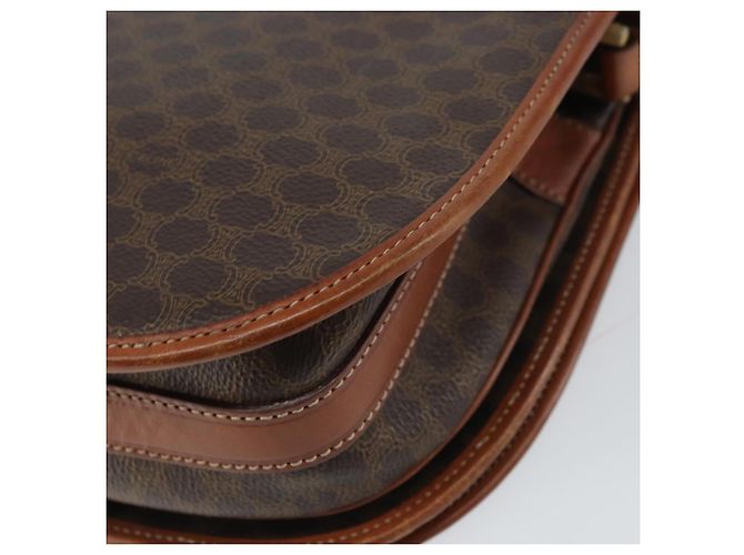 Céline Bolsa de Ombro em Lona Macadam CELINE em Couro PVC Marrom Dourado Auth ki6244 - vista 15