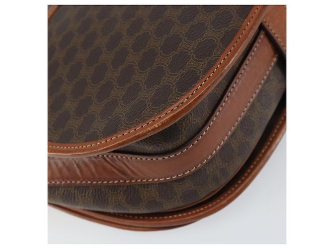 Céline Bolsa de Ombro em Lona Macadam CELINE em Couro PVC Marrom Dourado Auth ki6244 - vista 16