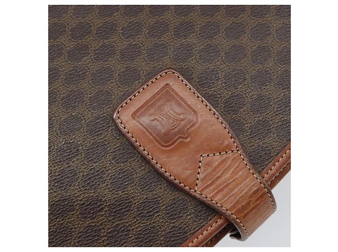 Céline Bolsa de Ombro em Lona Macadam CELINE em Couro PVC Marrom Dourado Auth ki6244 - vista 17