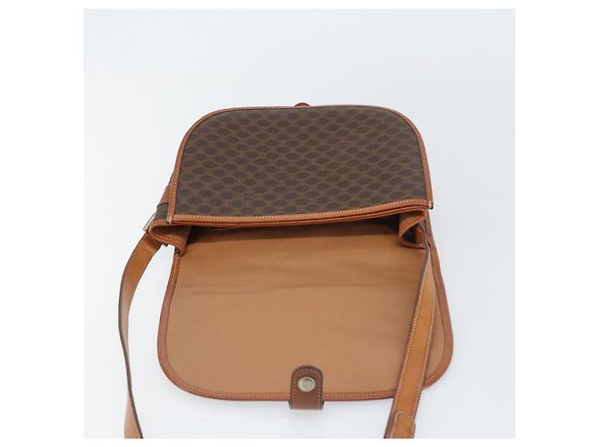 Céline Bolsa de Ombro em Lona Macadam CELINE em Couro PVC Marrom Dourado Auth ki6244 - vista 18