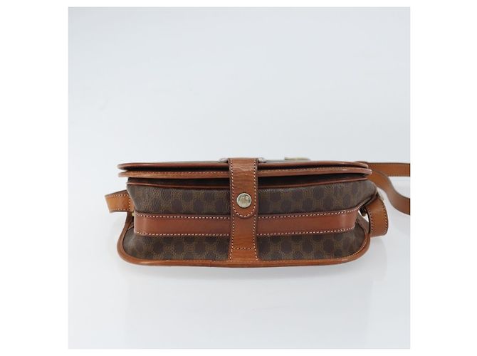 Céline Bolsa de Ombro em Lona Macadam CELINE em Couro PVC Marrom Dourado Auth ki6244 - vista 5