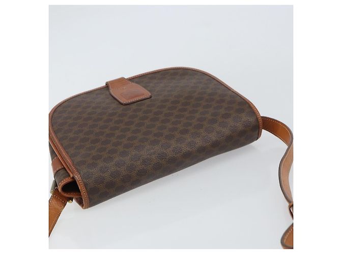 Céline Bolsa de Ombro em Lona Macadam CELINE em Couro PVC Marrom Dourado Auth ki6244 - vista 6