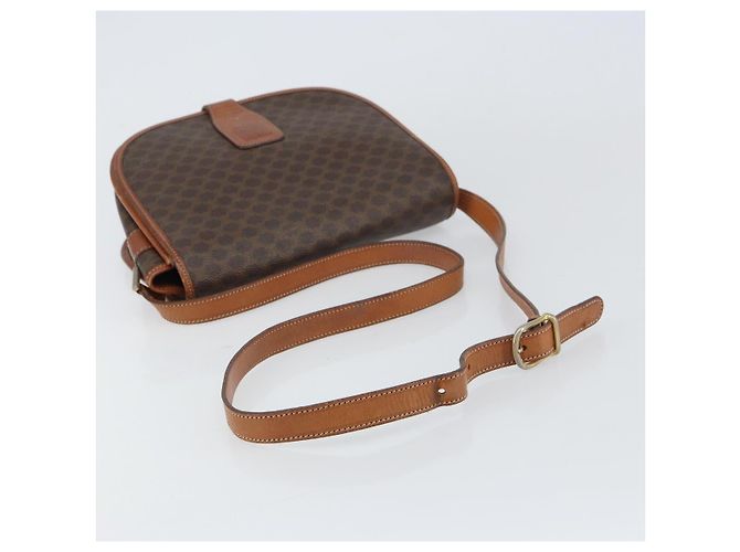 Céline Bolsa de Ombro em Lona Macadam CELINE em Couro PVC Marrom Dourado Auth ki6244 - vista 7