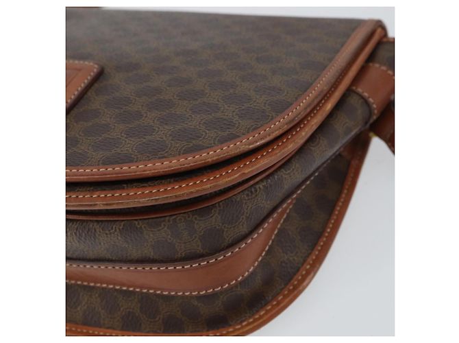 Céline Bolsa de Ombro em Lona Macadam CELINE em Couro PVC Marrom Dourado Auth ki6244 - vista 9
