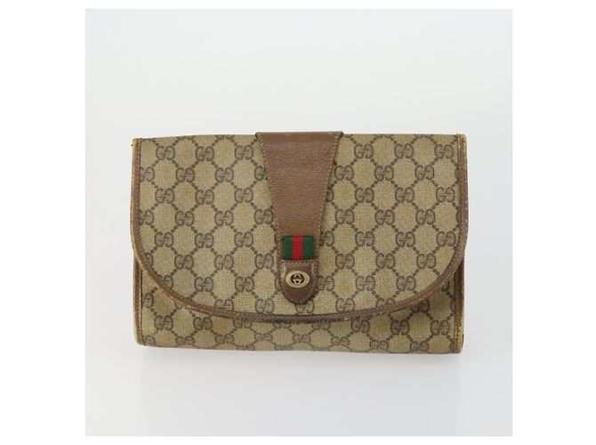 GUCCI GG Supreme Clutch Bag PVC 4 Set Beige Auth 151535 - vista 14