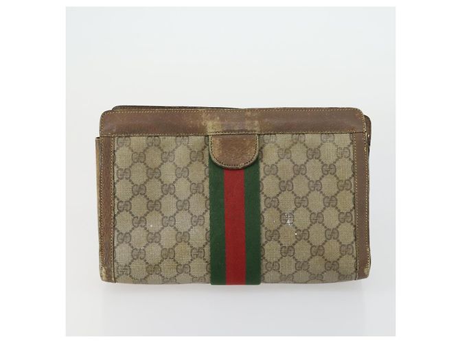 GUCCI GG Supreme Clutch Bag PVC 4 Set Beige Auth 151535 - vista 20