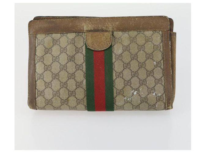 GUCCI GG Supreme Clutch Bag PVC 4 Set Beige Auth 151535 - vista 21