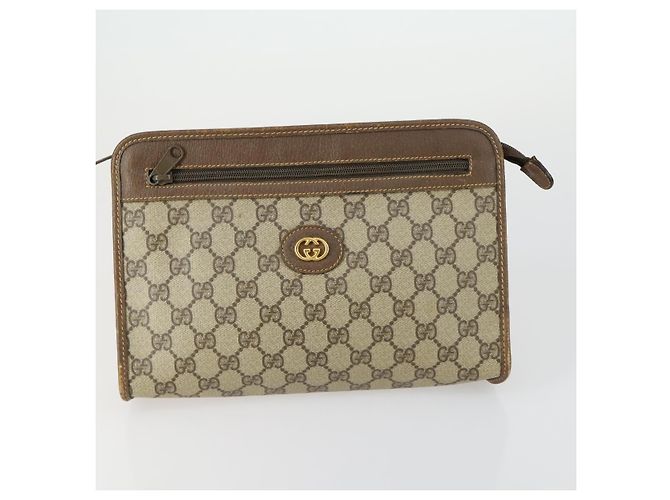 GUCCI GG Supreme Clutch Bag PVC 4 Set Beige Auth 151535 - vista 8