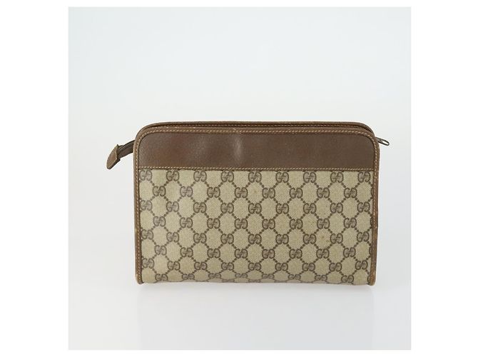 GUCCI GG Supreme Clutch Bag PVC 4 Set Beige Auth 151535 - vista 9