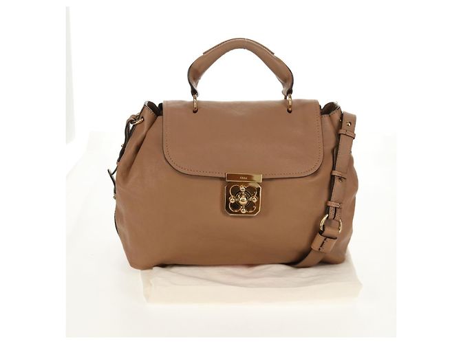 Chloé Bolso de Mano de Cuero Chloe Elsie 2 en 1 Beige Oro Auth BA8869 - vista 12