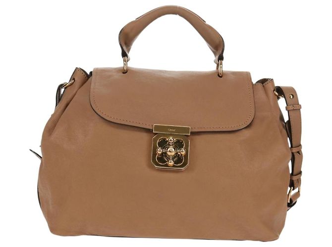 Chloé Bolso de Mano de Cuero Chloe Elsie 2 en 1 Beige Oro Auth BA8869 - vista 13
