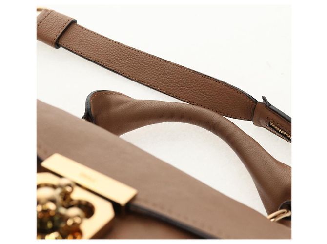 Chloé Bolso de Mano de Cuero Chloe Elsie 2 en 1 Beige Oro Auth BA8869 - vista 14
