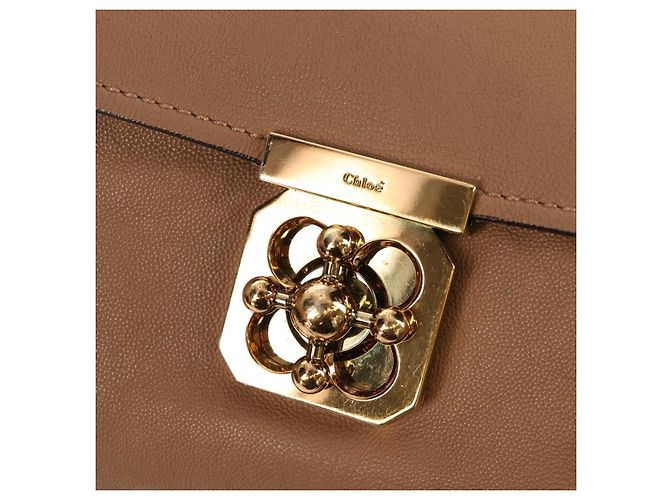 Chloé Bolso de Mano de Cuero Chloe Elsie 2 en 1 Beige Oro Auth BA8869 - vista 20