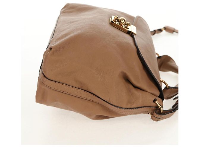 Chloé Bolso de Mano de Cuero Chloe Elsie 2 en 1 Beige Oro Auth BA8869 - vista 4