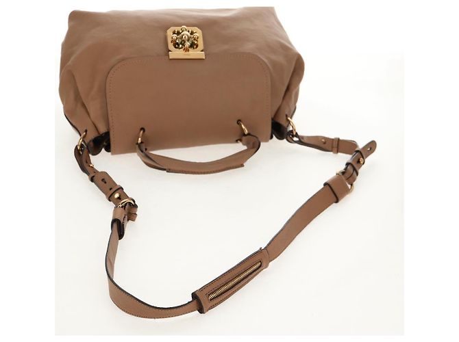 Chloé Bolso de Mano de Cuero Chloe Elsie 2 en 1 Beige Oro Auth BA8869 - vista 8