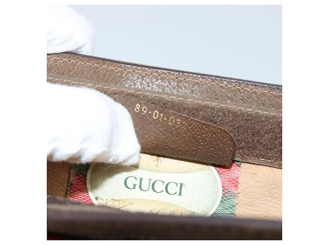 GUCCI GG Supreme Web Sherry Line Clutch Bag PVC Beige Oro 89 01 032 Auth 153730 D'oro - view 12