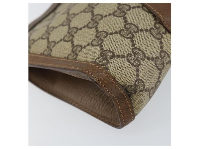 GUCCI GG Supreme Web Sherry Line Clutch Bag PVC Beige Oro 89 01 032 Auth 153730 D'oro - view 14