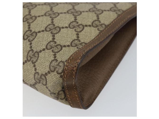 GUCCI GG Supreme Web Sherry Line Clutch Bag PVC Beige Oro 89 01 032 Auth 153730 D'oro - view 15