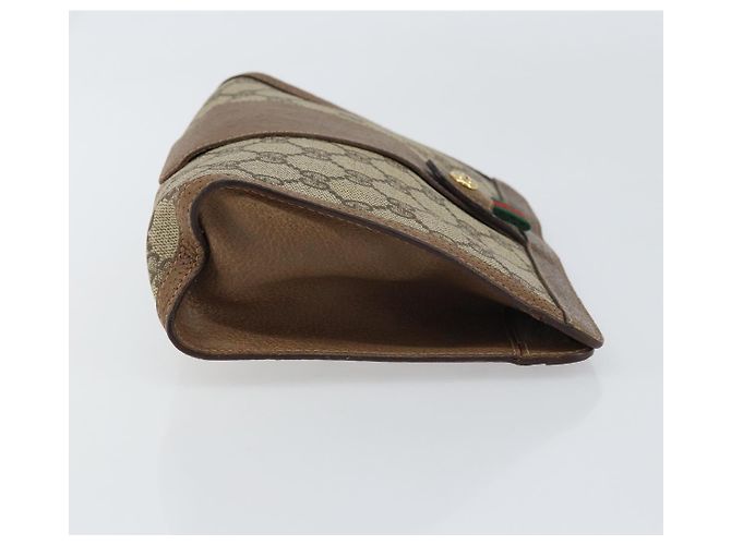 GUCCI GG Supreme Web Sherry Line Clutch Bag PVC Beige Oro 89 01 032 Auth 153730 D'oro - vista 3