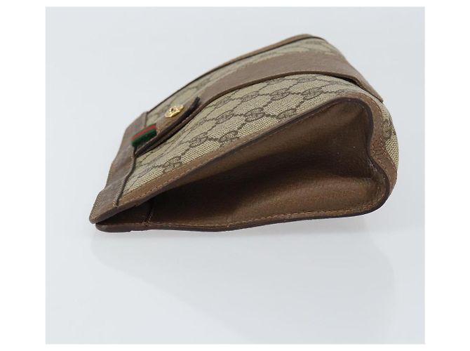 GUCCI GG Supreme Web Sherry Line Clutch Bag PVC Beige Oro 89 01 032 Auth 153730 D'oro - vista 4