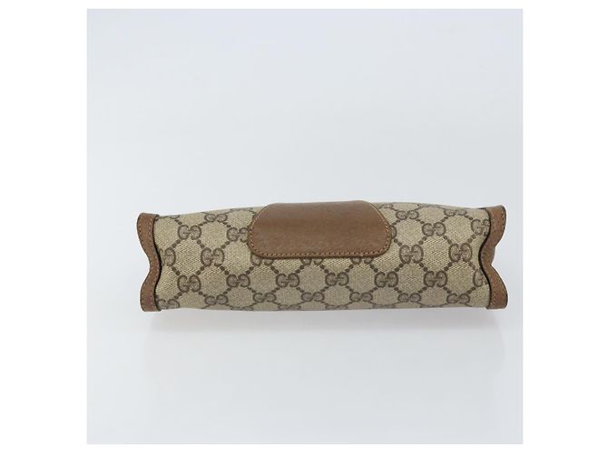 GUCCI GG Supreme Web Sherry Line Clutch Bag PVC Beige Oro 89 01 032 Auth 153730 D'oro - vista 6