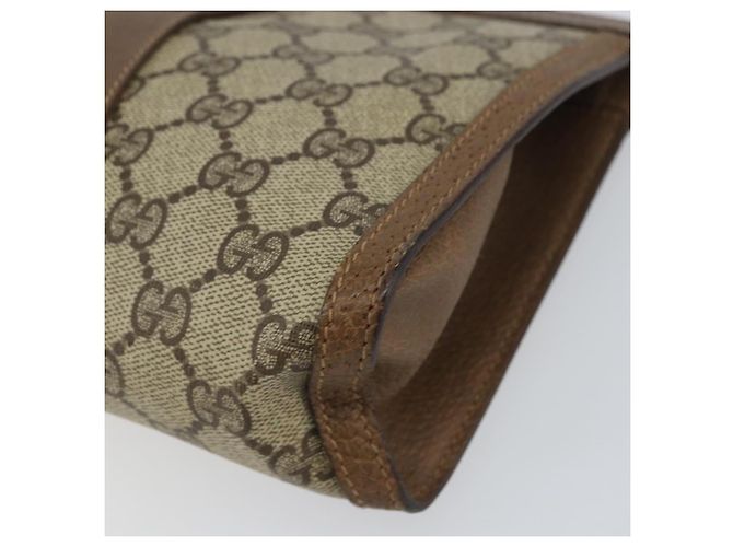 GUCCI GG Supreme Web Sherry Line Clutch Bag PVC Beige Oro 89 01 032 Auth 153730 D'oro - view 7