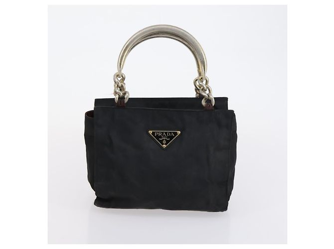PRADA Borsa a Mano Christian Dior Nylon PVC 2 Set Nero Oro Auth am9808 D'oro - vista 10