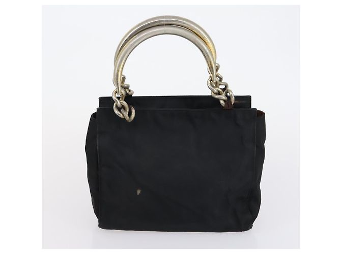 PRADA Borsa a Mano Christian Dior Nylon PVC 2 Set Nero Oro Auth am9808 D'oro - vista 11