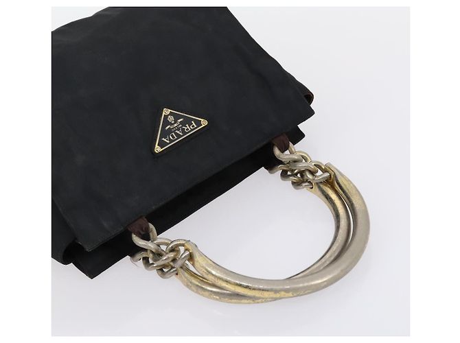 PRADA Borsa a Mano Christian Dior Nylon PVC 2 Set Nero Oro Auth am9808 D'oro - vista 13