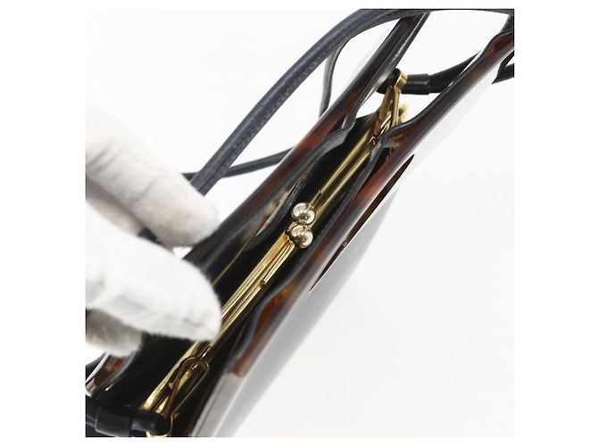 Borsa a mano in pelle Christian Dior 2way Nera Oro Auth 151767V Nero D'oro - vista 10