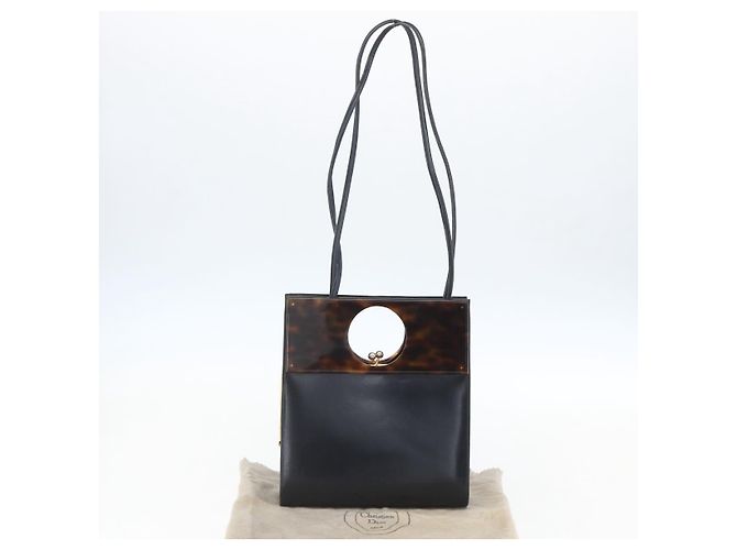 Borsa a mano in pelle Christian Dior 2way Nera Oro Auth 151767V Nero D'oro - vista 12