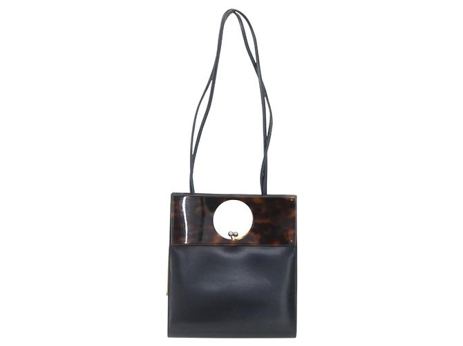 Borsa a mano in pelle Christian Dior 2way Nera Oro Auth 151767V Nero D'oro - vista 2