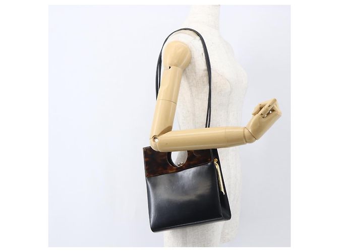 Borsa a mano in pelle Christian Dior 2way Nera Oro Auth 151767V Nero D'oro - vista 22