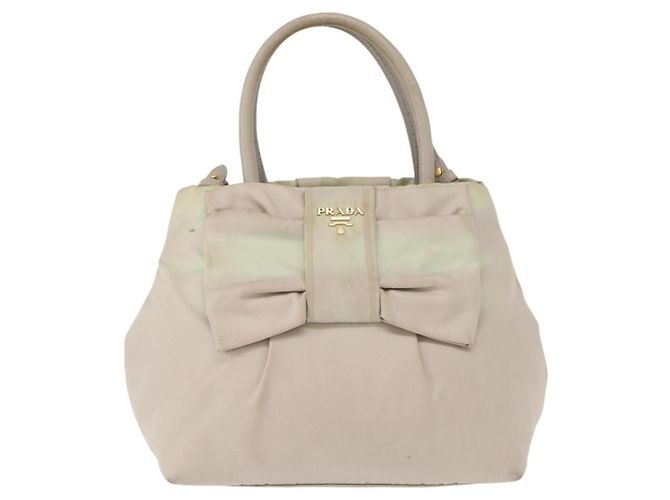 PRADA Borsa a Mano Nylon 2 vie Oro Verde Chiaro Auth 153682 D'oro - vista 13