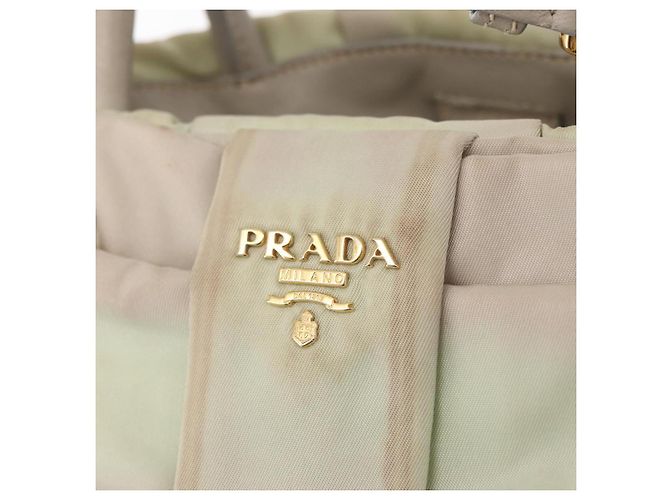 PRADA Borsa a Mano Nylon 2 vie Oro Verde Chiaro Auth 153682 D'oro - vista 18