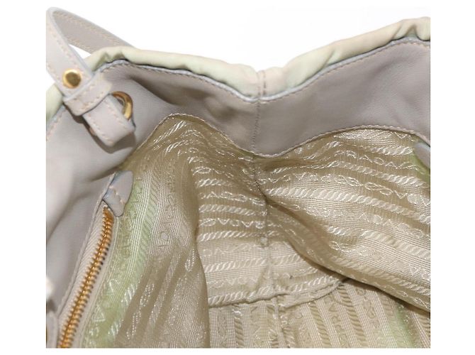 PRADA Borsa a Mano Nylon 2 vie Oro Verde Chiaro Auth 153682 D'oro - vista 20