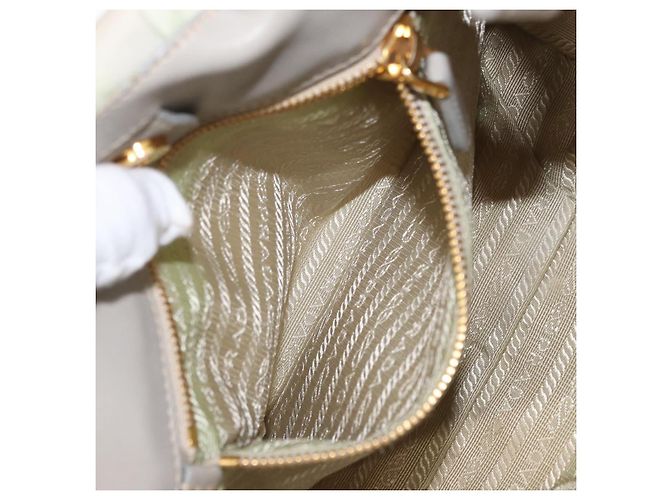 PRADA Borsa a Mano Nylon 2 vie Oro Verde Chiaro Auth 153682 D'oro - vista 23
