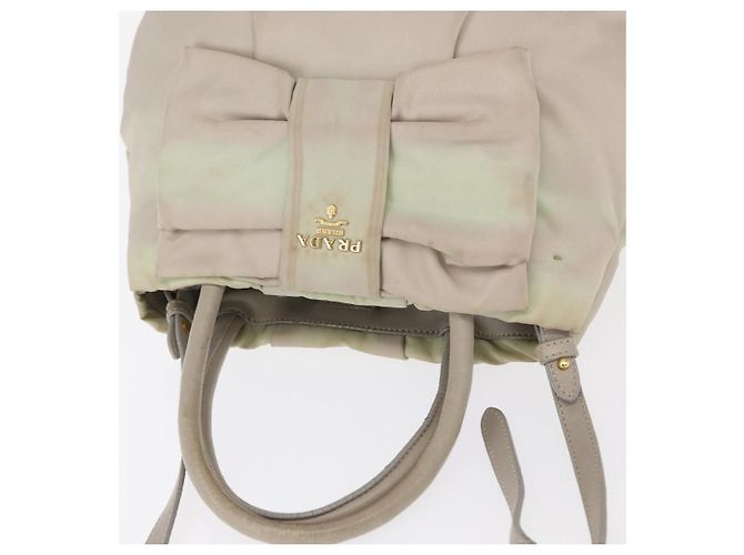 PRADA Borsa a Mano Nylon 2 vie Oro Verde Chiaro Auth 153682 D'oro - vista 6